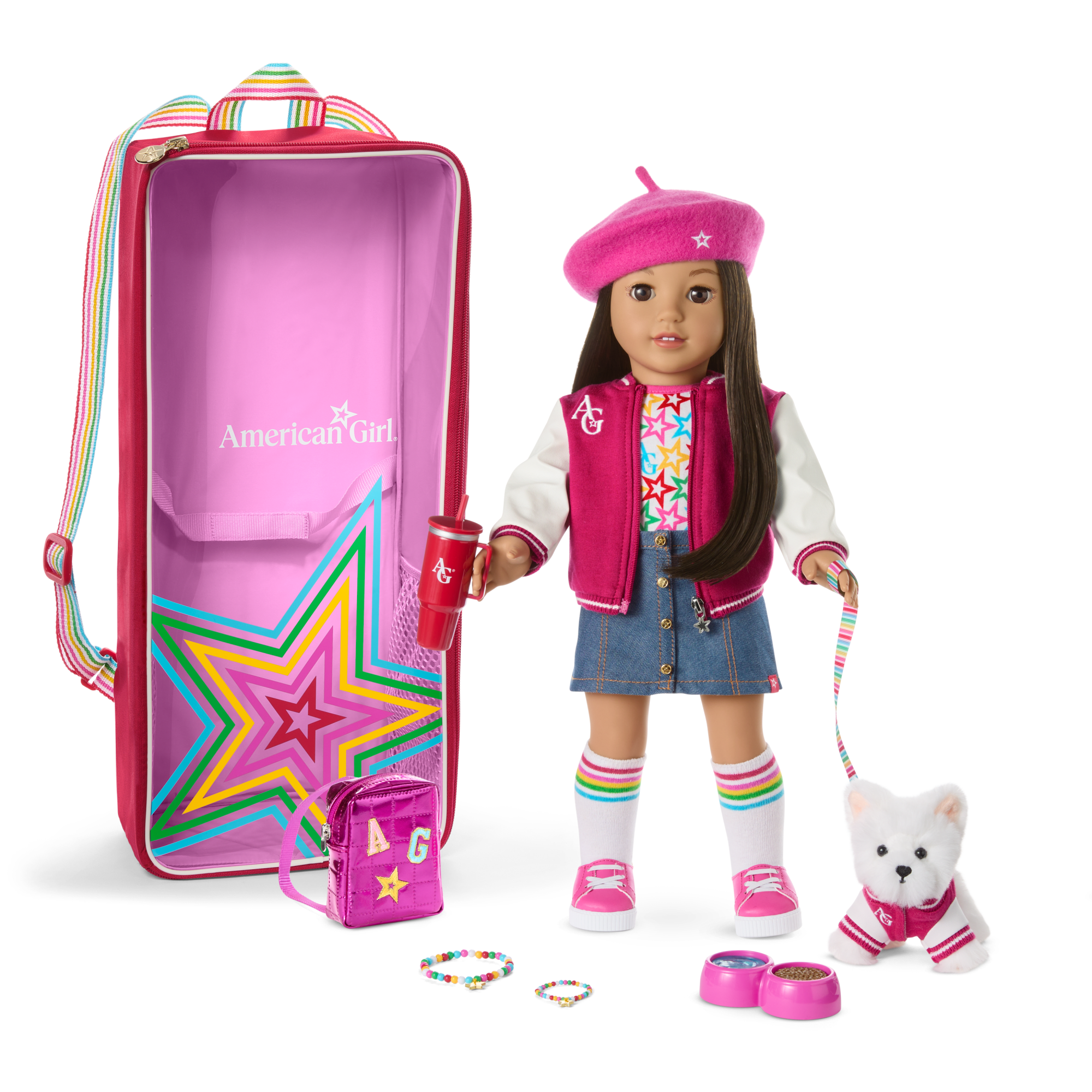 Truly Me 18-Inch Doll #124, Accessories, Puppy & Doll Carrier